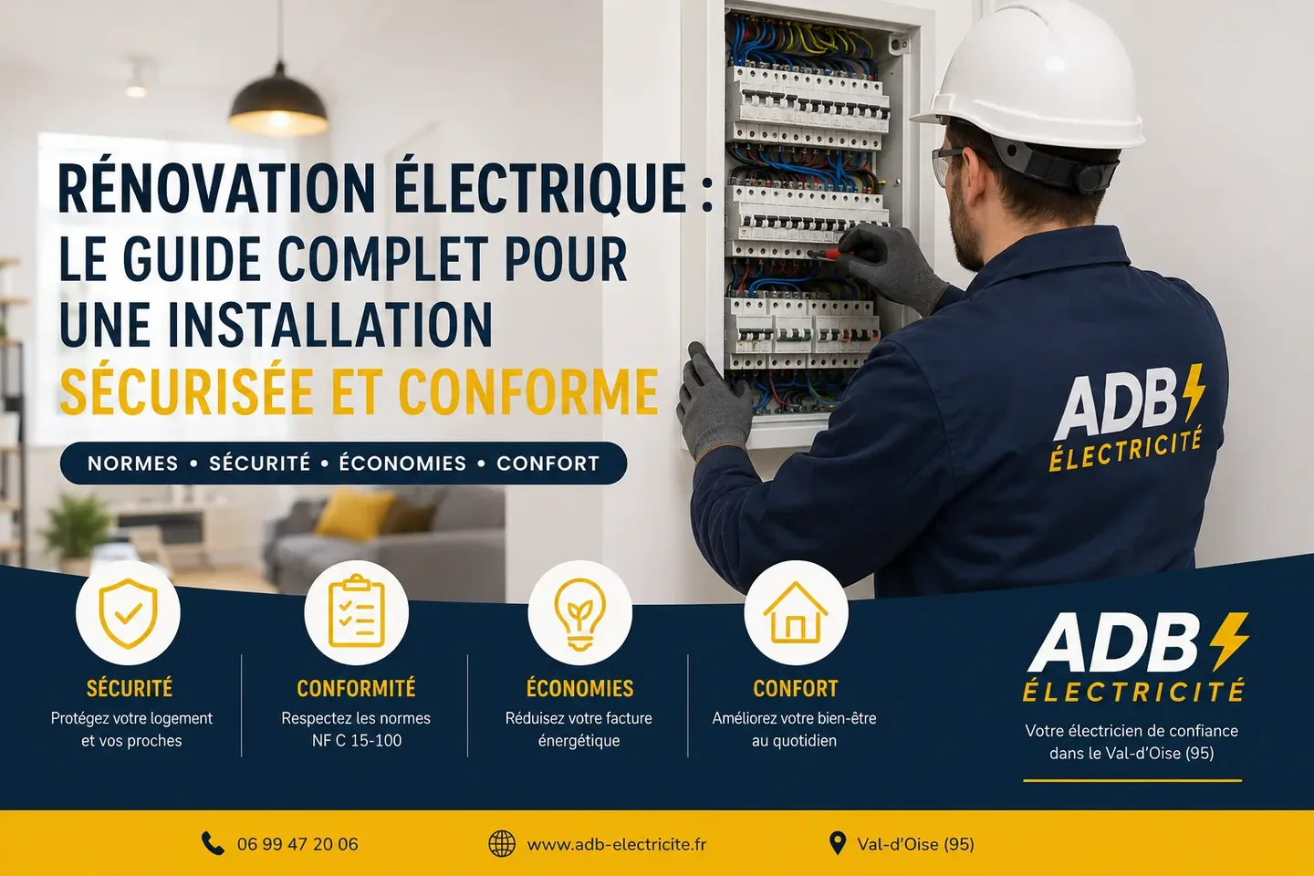 Électricien réalisant une mise aux normes électriques dans une maison ancienne au Pays Basque à Bayonne–Anglet–Biarritz — par ADB Électricité
